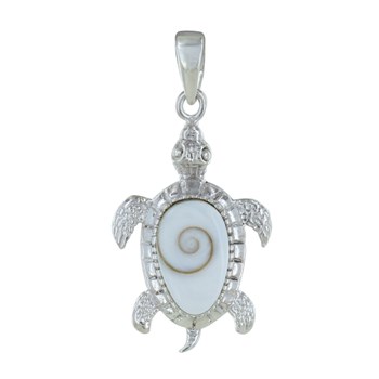 Pendentif Argent 925 Tortue et Oeil de Sainte Lucie