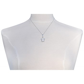 Pendentif Argent 925 Tortue et Oeil de Sainte Lucie