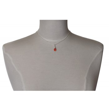 Collier Argent 925 Brossé Une Goutte d'Onyx Rouge
