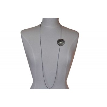 Black Poppy Flower Glass Necklace