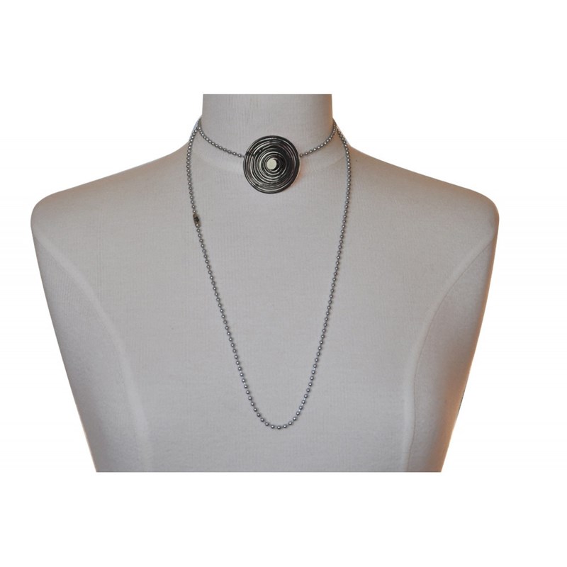 Collier Verre Fleur de Coquelicot Noire - vue 4