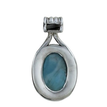 Larimar 925 Silver Oval Cable Necklace