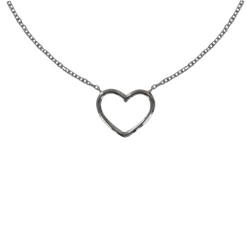 Collier Argent Rhodié Coeur Ajouré