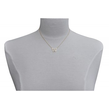 Collier Plaqué Or Papillon Ajouré et Trois Strass