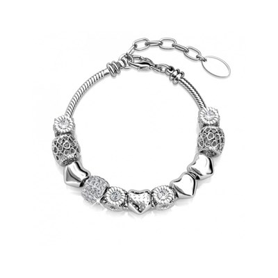 Bracelet en acier doré, cristaux de synthèse et laque : Longueur