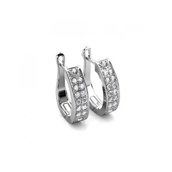 Boucles d'oreilles Meg Hoop - Argenté et Cristal