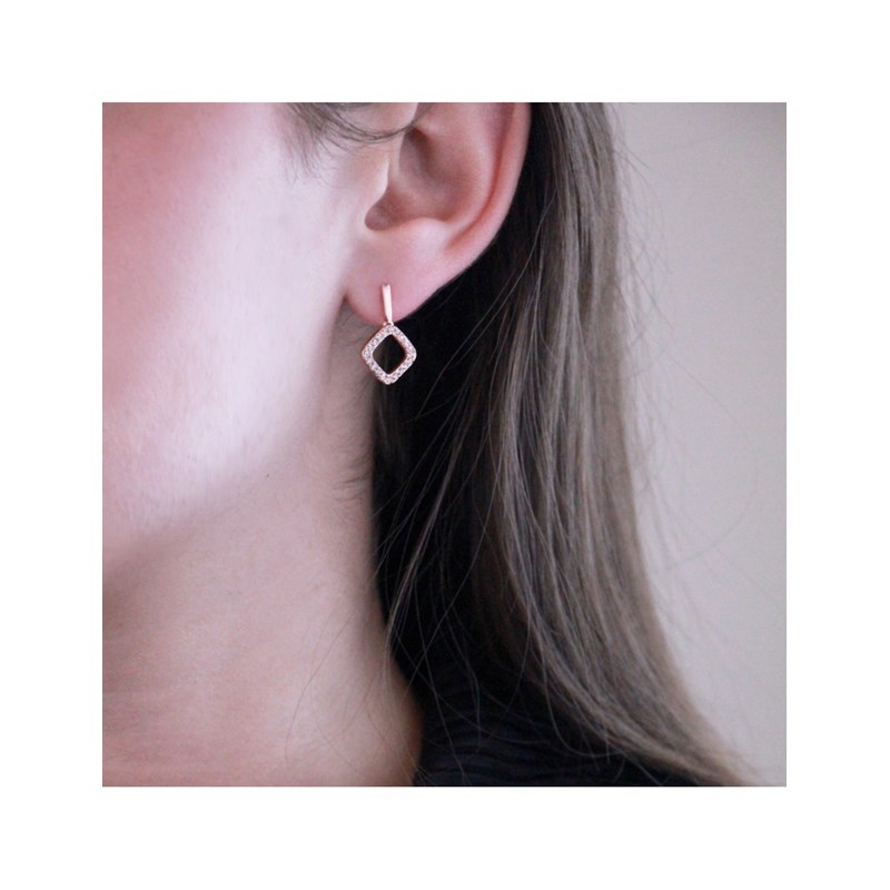 Boucles d'oreilles Irina - Or Rosé et Cristal - vue 2