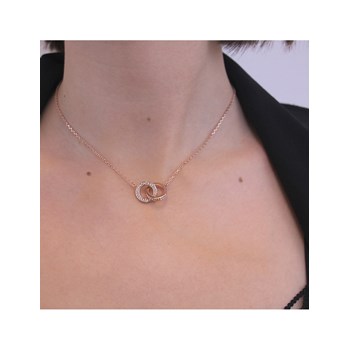 Collier Circle Twin - Or Rosé et Cristal