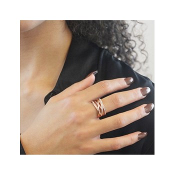 Bague Criss Cross - Or Rosé et Cristal