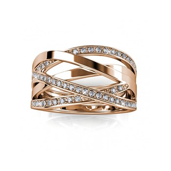 Bague Criss Cross - Or Rosé et Cristal