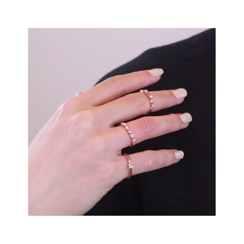 Bague Solar - Or Rosé et Cristal - vue 3