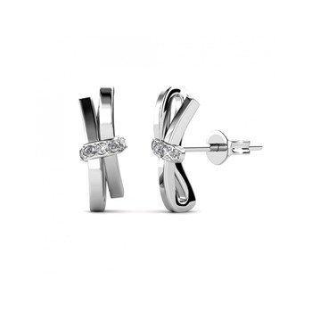 Luminous Bow Earrings - Silver and Crystal