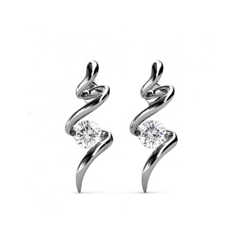 Earrings Spiral - Silver and Crystal