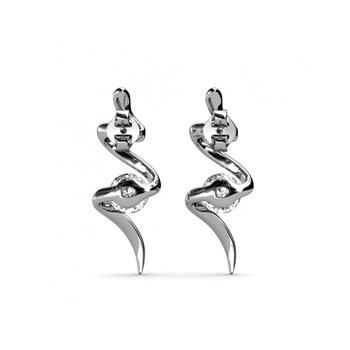 Earrings Spiral - Silver and Crystal