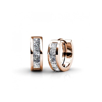 Square Hoop Earrings - Rose Gold and Crystal