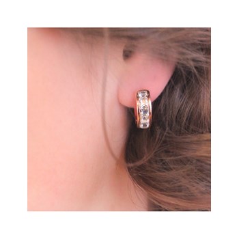 Square Hoop Earrings - Rose Gold and Crystal