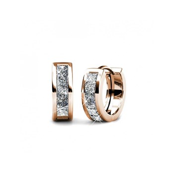 Square Hoop Earrings - Rose Gold and Crystal