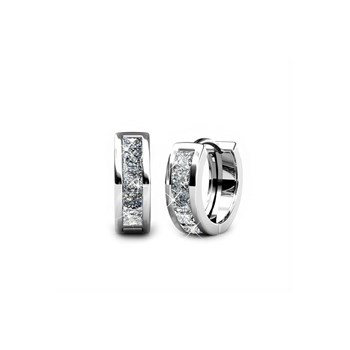 Square Hoop Earrings - Silver and Crystal