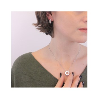 Square Hoop Earrings - Silver and Crystal