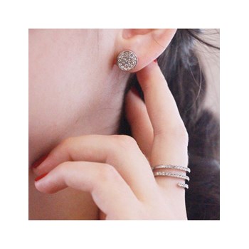 Earrings Round - Silver and Crystal