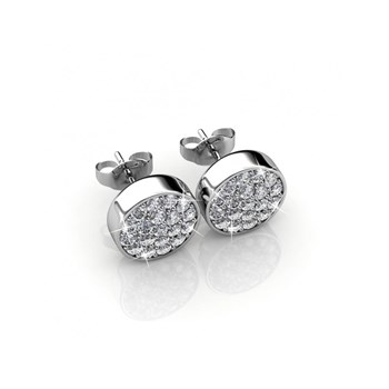 Earrings Round - Silver and Crystal
