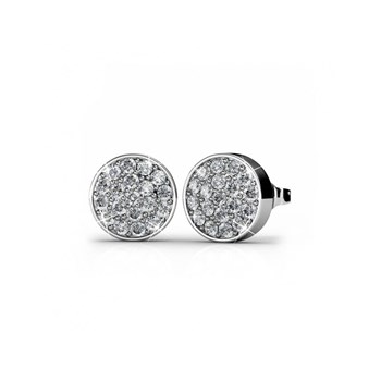 Earrings Round - Silver and Crystal