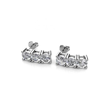 Boucles d'oreilles Tri - Argenté et Cristal