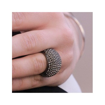 Bague Glamour Metal - Argenté et Gris Anthracite