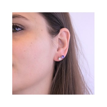 Birth Stone Earrings February - Silver and Violet