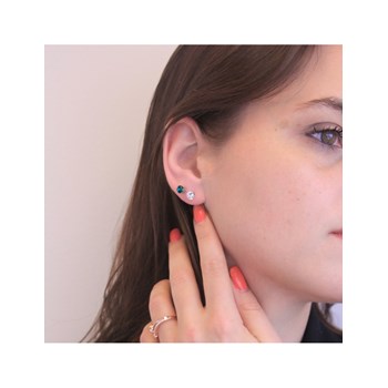 Birth Stone Mai earrings - Silver and dark green