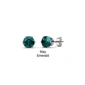 Birth Stone Mai earrings - Silver and dark green