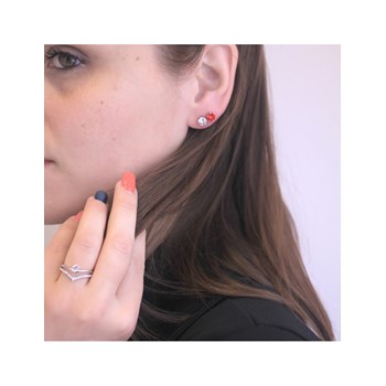 Birth Stone Juillet earrings - Silver and Red