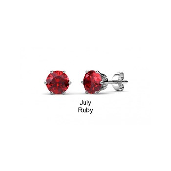 Birth Stone Juillet earrings - Silver and Red