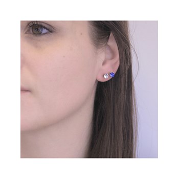 Boucles d'oreilles Birth Stone Septembre - Argenté et Marine