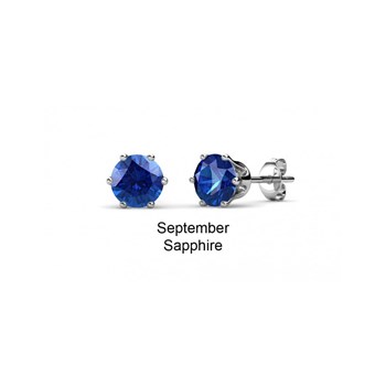 Boucles d'oreilles Birth Stone Septembre - Argenté et Marine