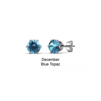 Boucles d'oreilles Birth Stone Décembre - Argenté et Bleu