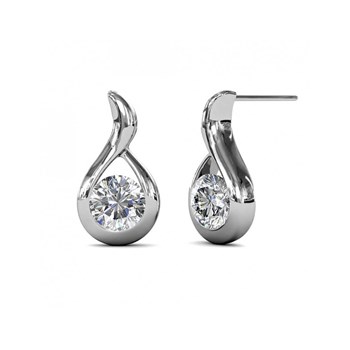 Wavvy Earrings - Silver and Crystal