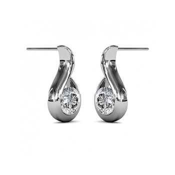 Wavvy Earrings - Silver and Crystal