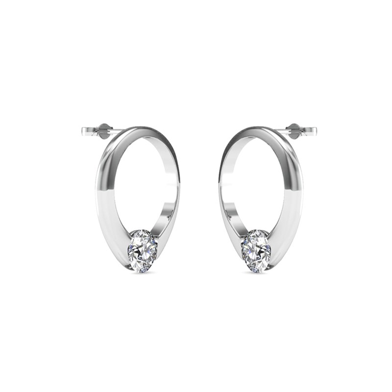 Boucles d'oreilles Mini Ring - Argenté et Cristal - vue 2