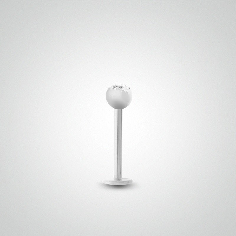 Piercing hélix en or blanc avec boule et zircon