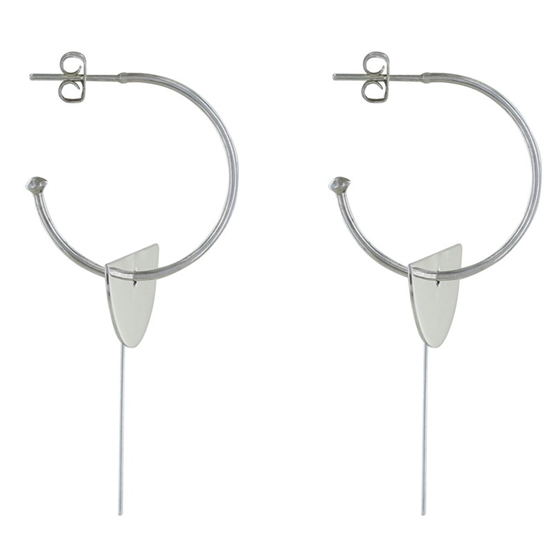 Boucles d'Oreilles Argent 925 Demi Créoles et Clé - vue 3