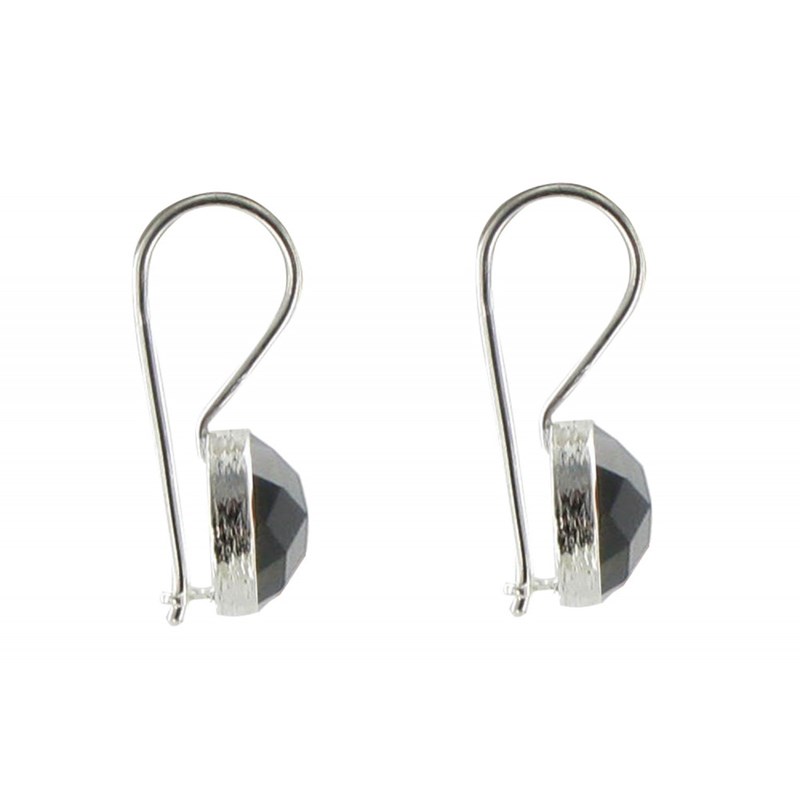 Boucles d'Oreilles Argent 925 Crochet et Onyx Noir Facettée - vue 2