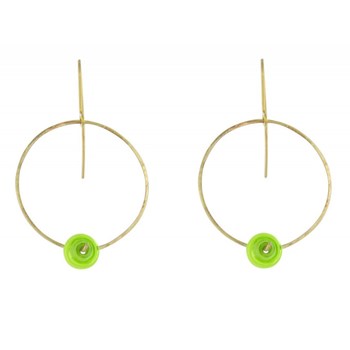 Boucles d'Oreilles Créoles en Laiton Pâte de Verre - Classics