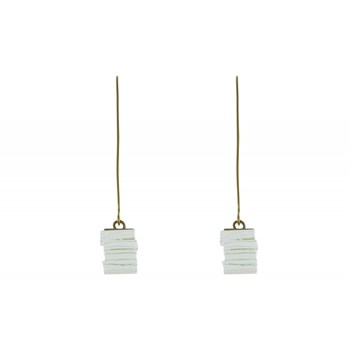 Boucles d'Oreilles Cube en Laiton et Feuilleté en Verre Transparent