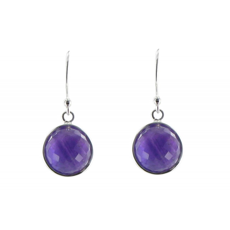 Boucles d'Oreilles Crochet Argent 925 Sphère d'Améthyste - vue 3