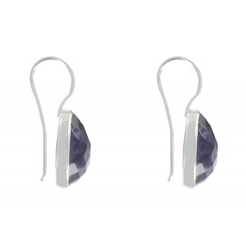 Boucles d'Oreilles Crochet Argent 925 Goutte d'Améthyste Facetté