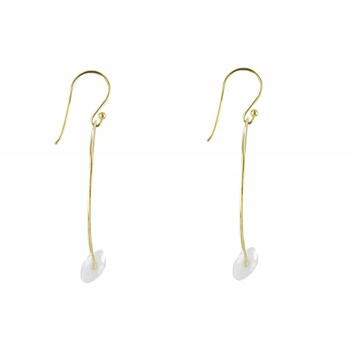 Verguld zilveren oorbellen met creolen en gefacetteerde witte agaat