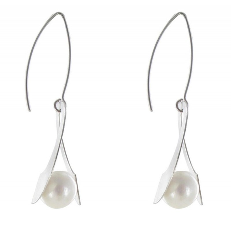 Boucles d'Oreilles Argent 925 Rhodié Spirale et Perle de Culture 11mm - Classics - vue 3