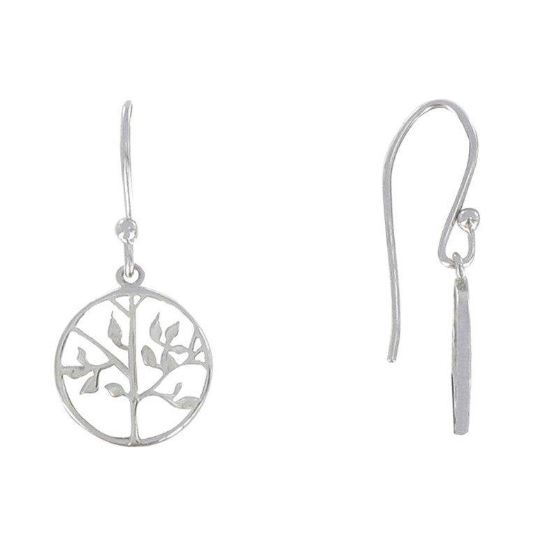 Boucles d'Oreilles Argent 925 Rhodié Arbre de Vie