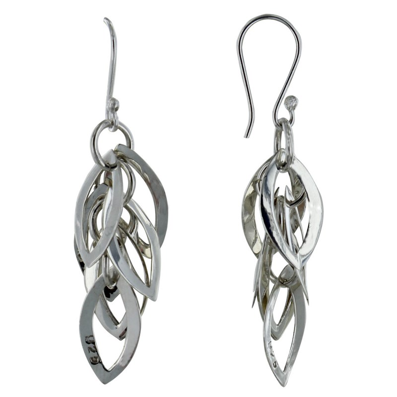 Boucles d'Oreilles Argent 925 Grappe de Petits Ovals